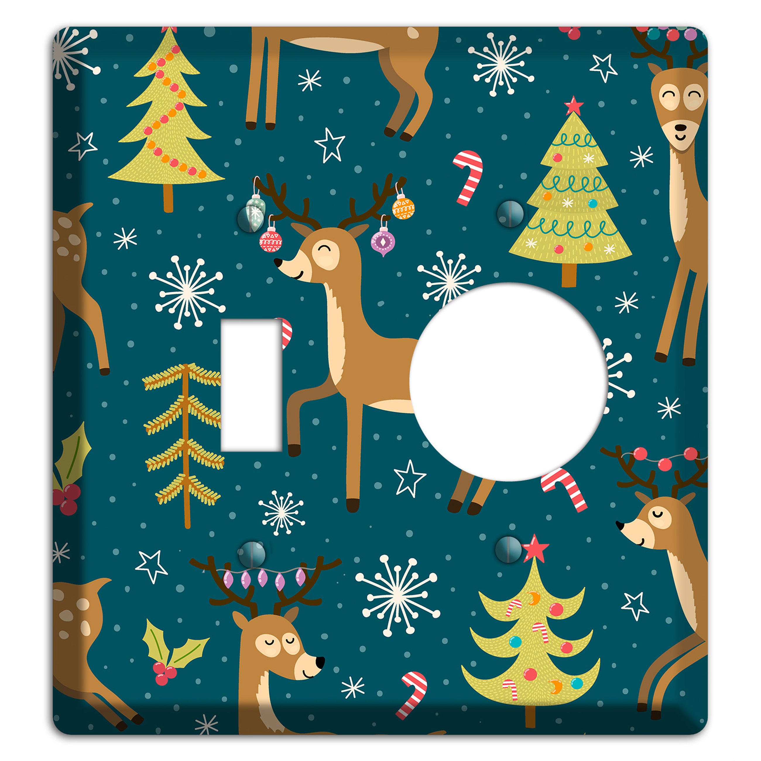 Reindeer Parade (Teal) Toggle / Receptacle Wallplate