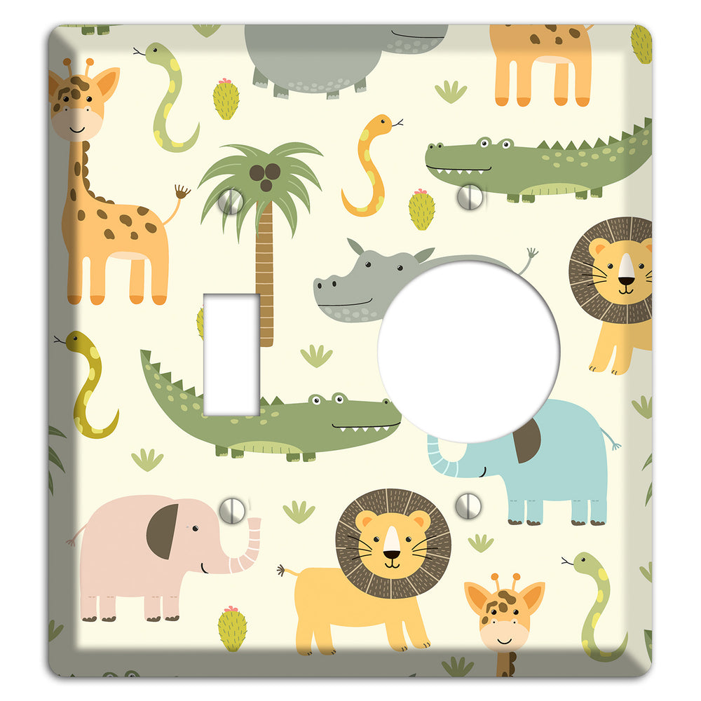 Jungle Friends (Cream) Toggle / Receptacle Wallplate