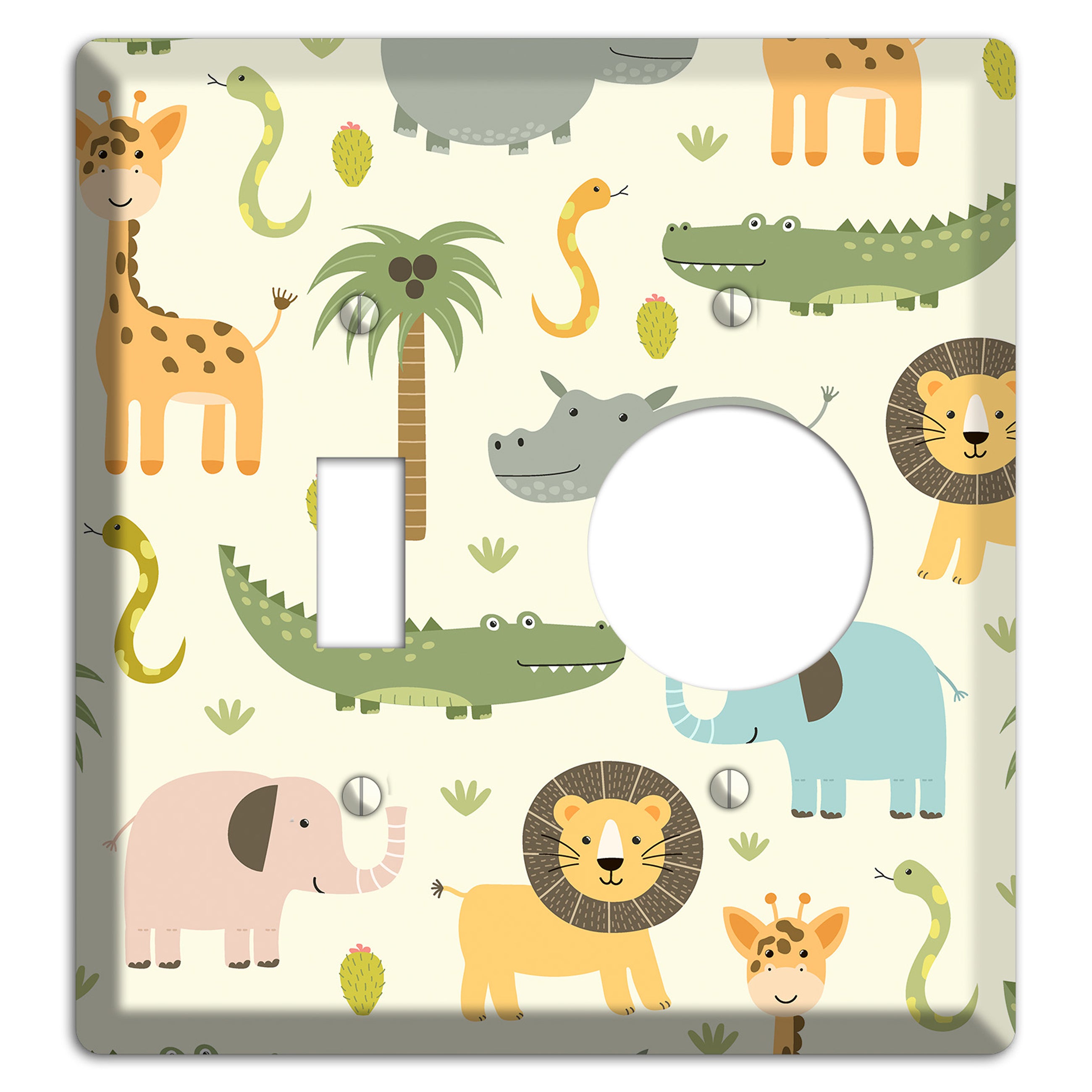 Jungle Friends (Cream) Toggle / Receptacle Wallplate
