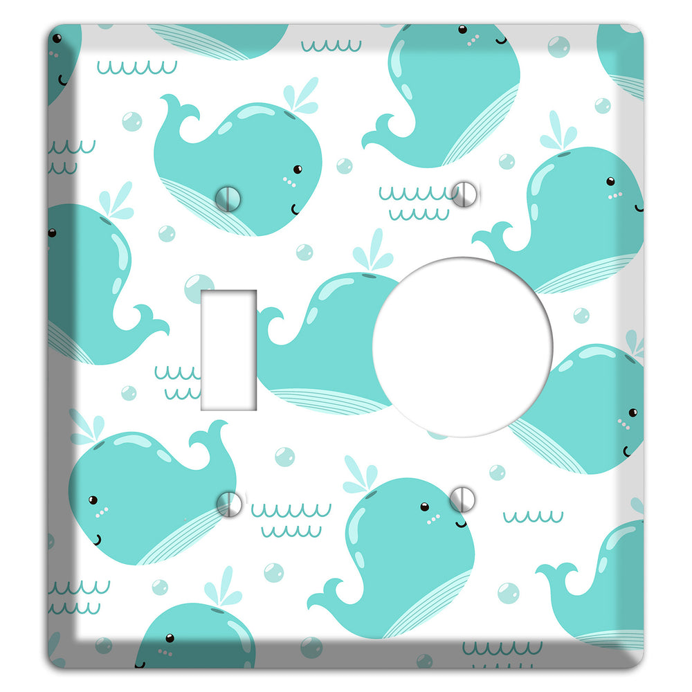 Happy Whales (White) Toggle / Receptacle Wallplate