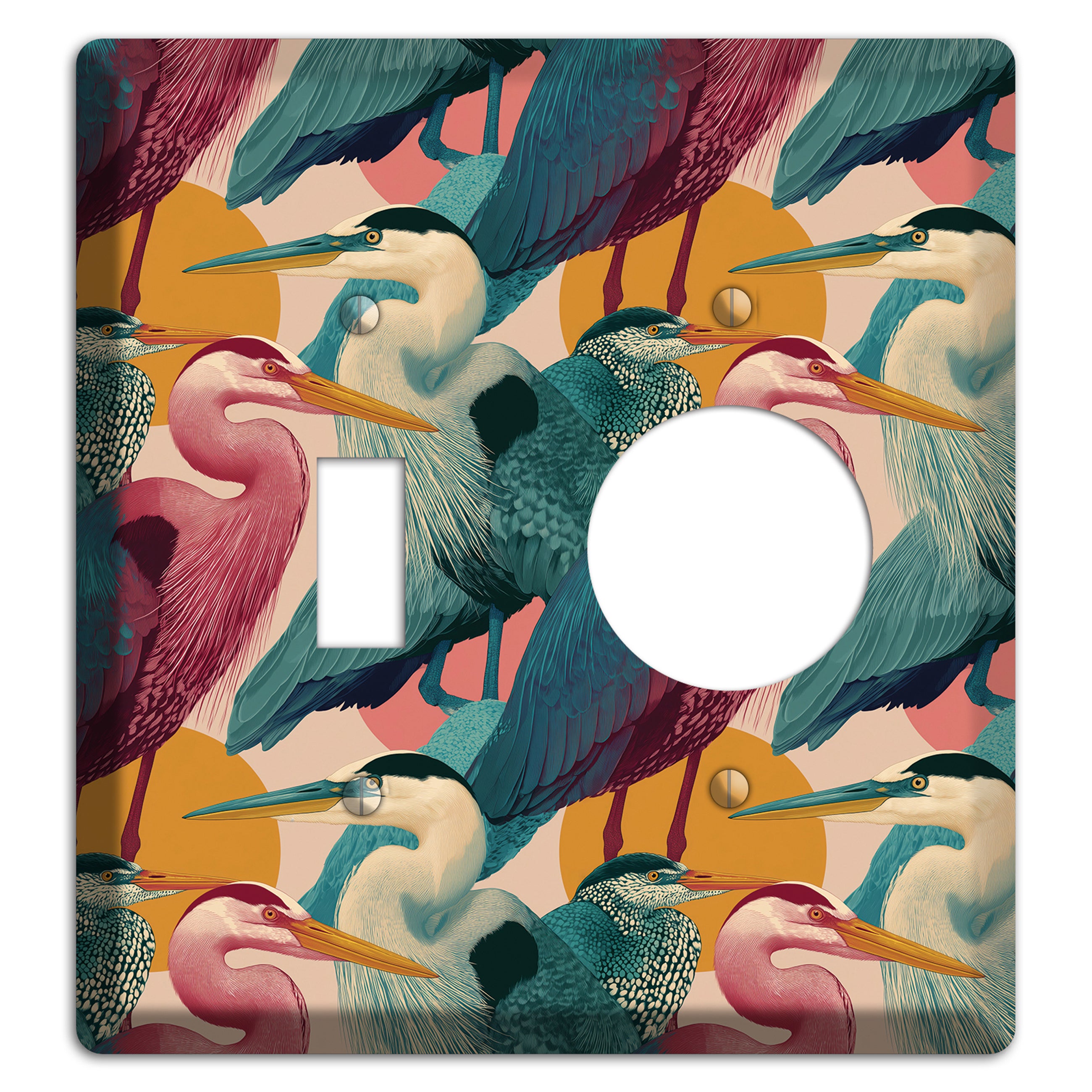 Teal Heron Mosaic Toggle / Receptacle Wallplate