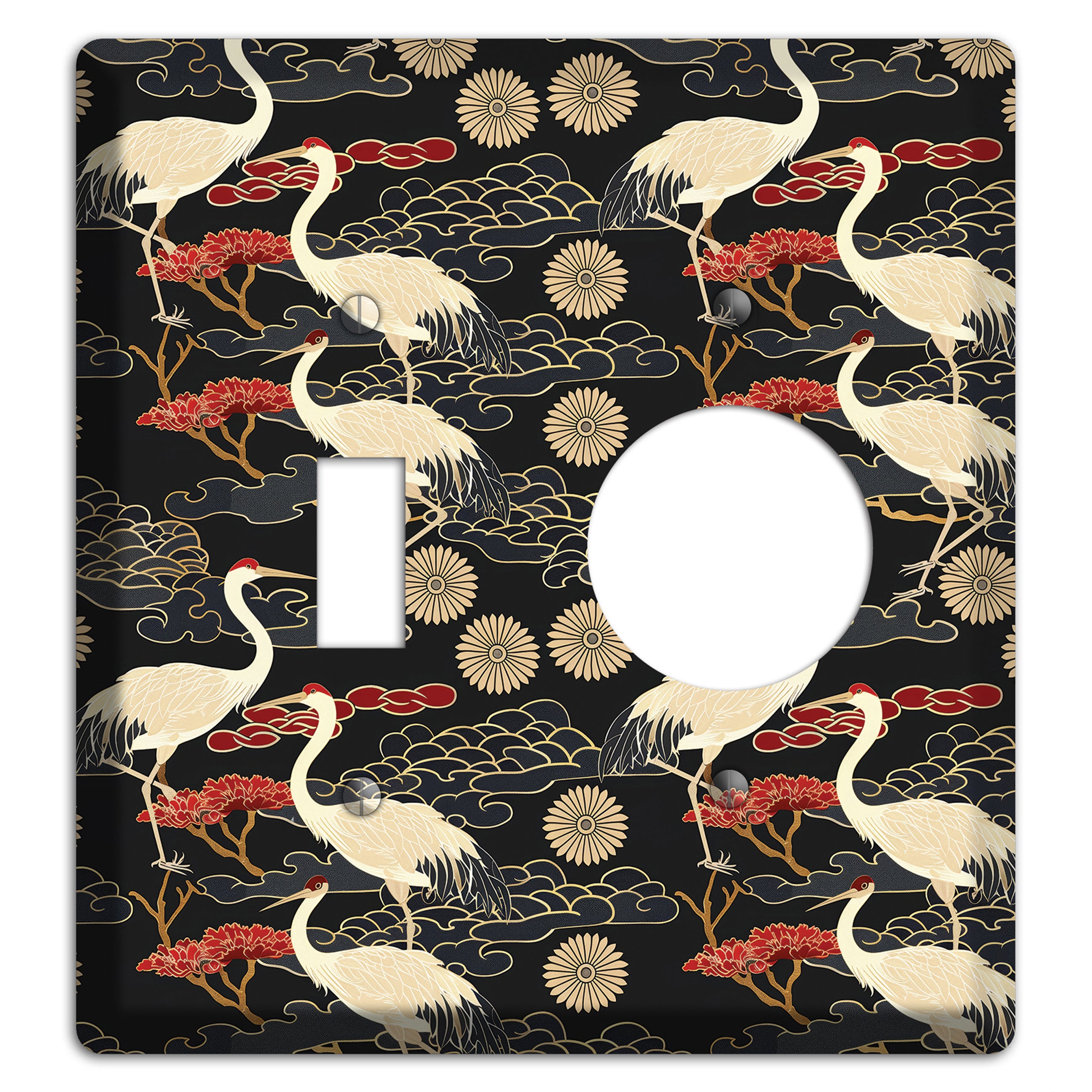 Obsidian Crane Procession Toggle / Receptacle Wallplate