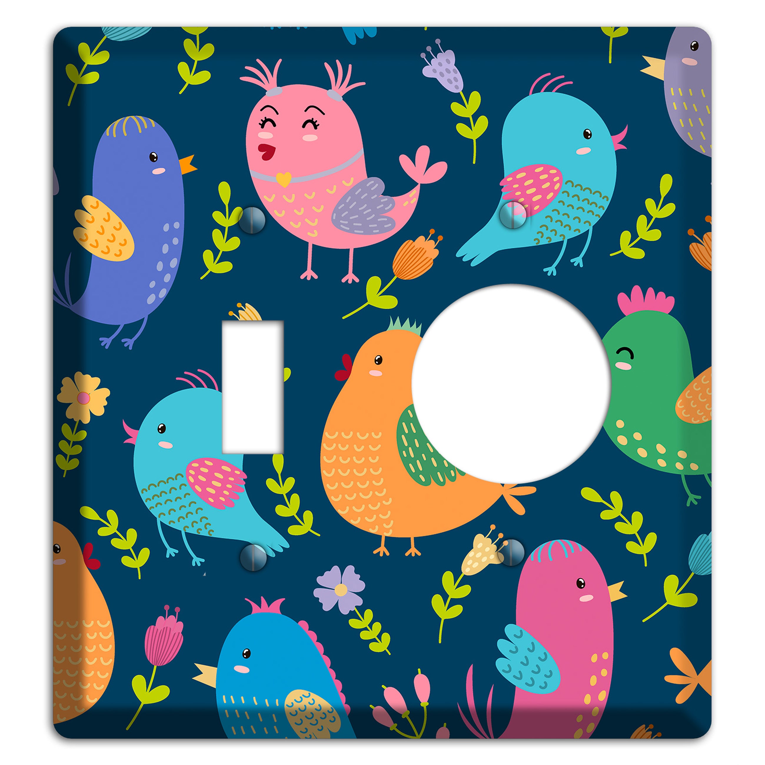 Jungle Chorus (Navy) Toggle / Receptacle Wallplate