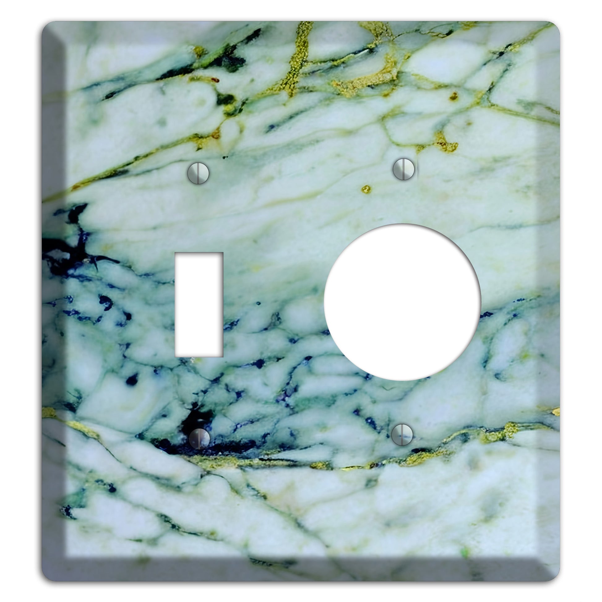 White, Green and Blue Marble Toggle / Receptacle Wallplate
