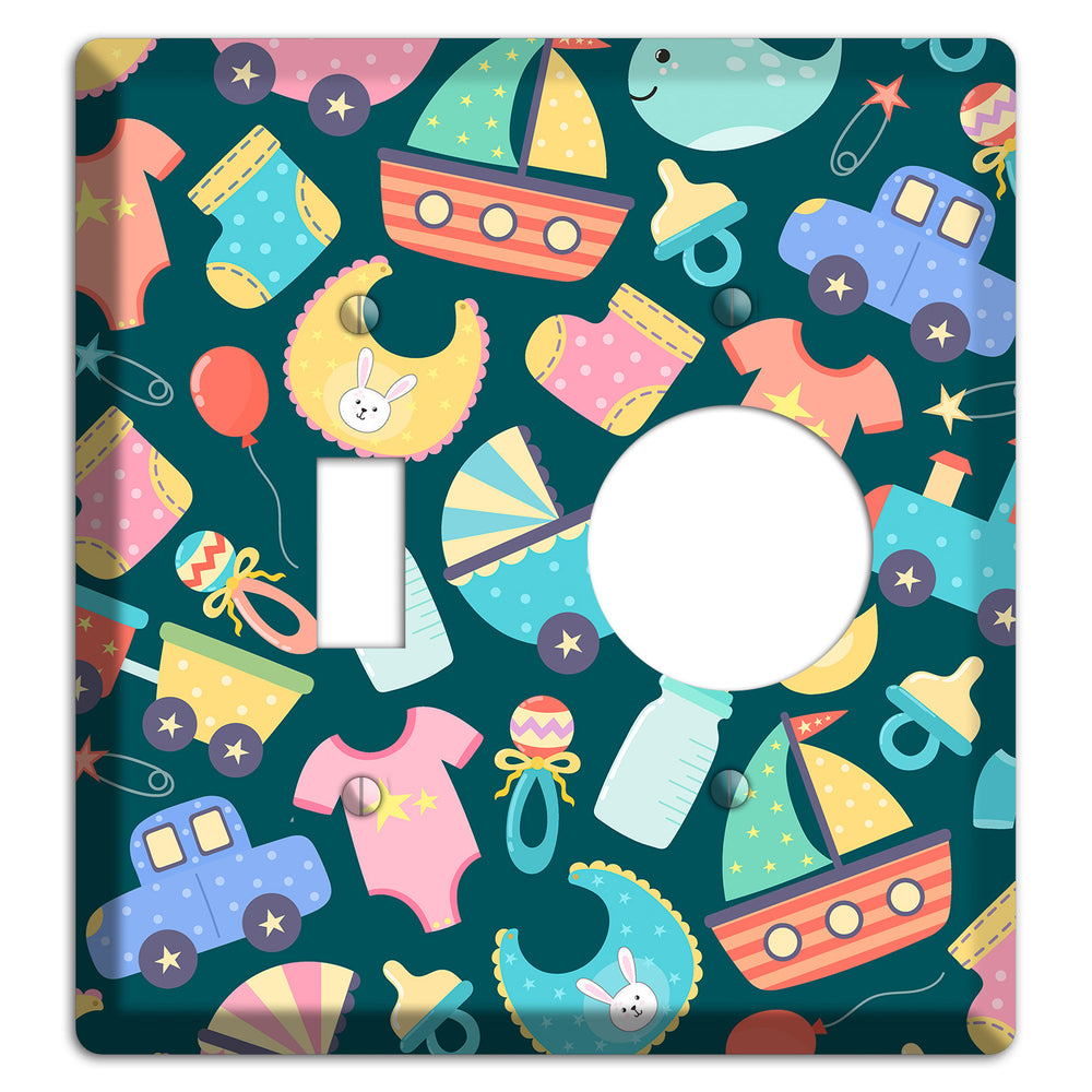 Baby Parade (Teal) Toggle / Receptacle Wallplate