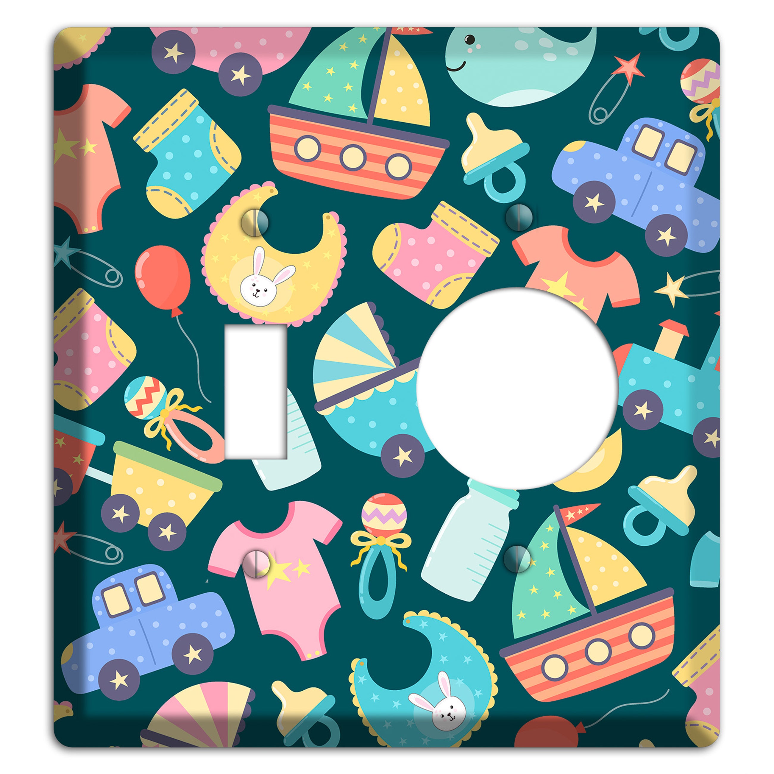 Baby Parade (Teal) Toggle / Receptacle Wallplate