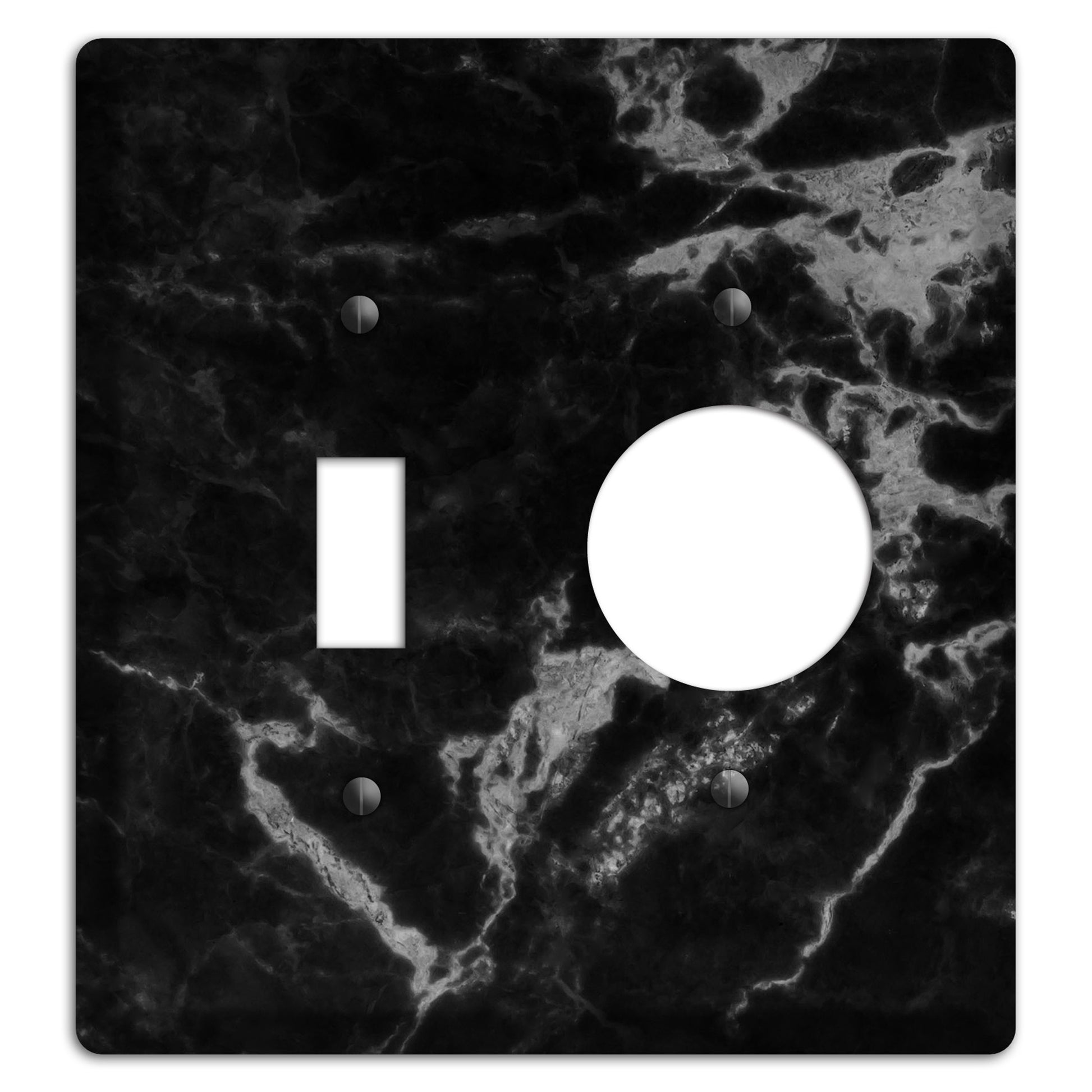 Black and Silver Marble Toggle / Receptacle Wallplate