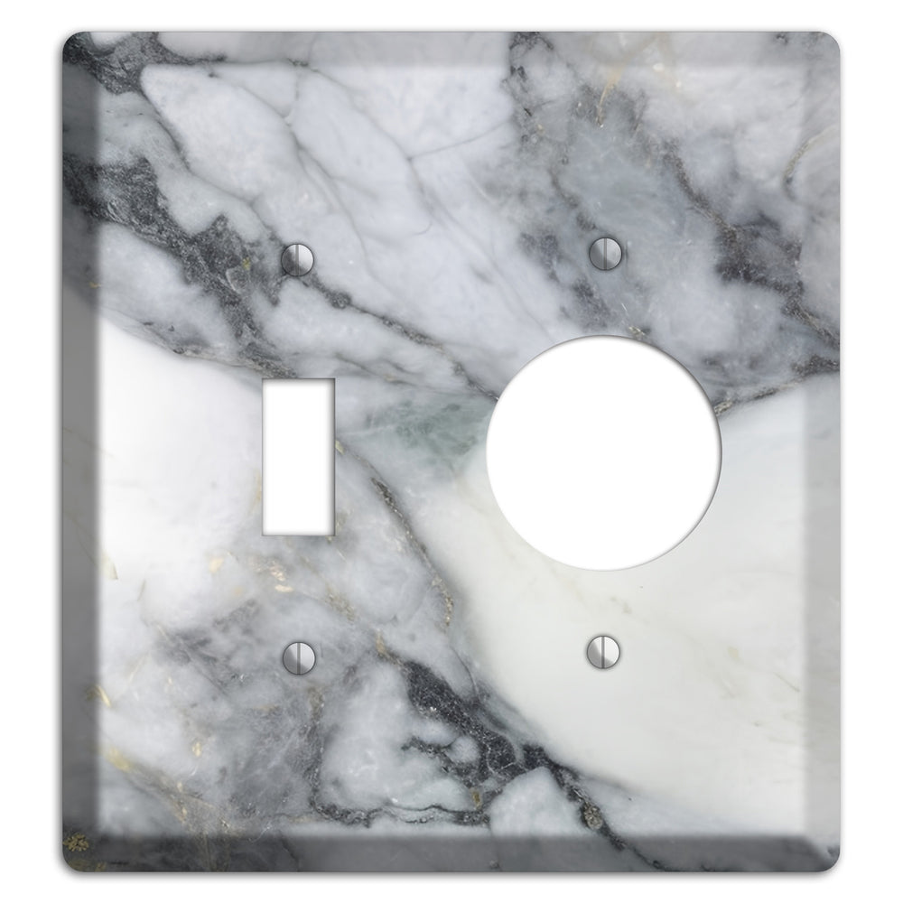 White and Grey Marble Toggle / Receptacle Wallplate