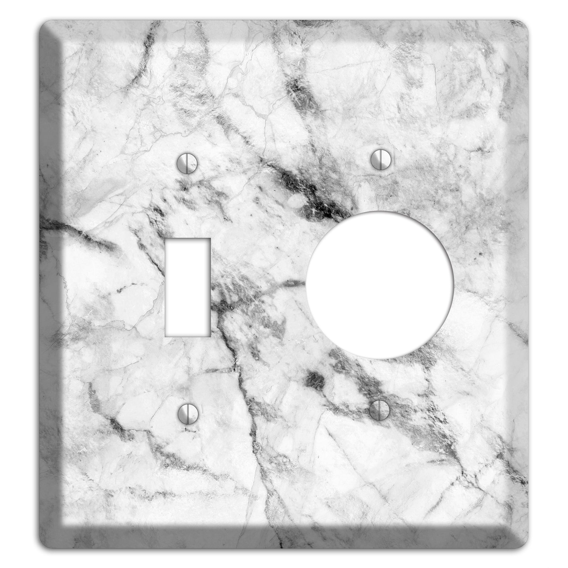 White and Gray Marble Toggle / Receptacle Wallplate