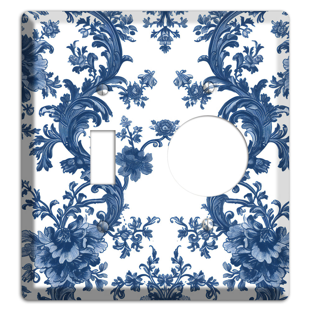 Cobalt Garden Damask Toggle / Receptacle Wallplate