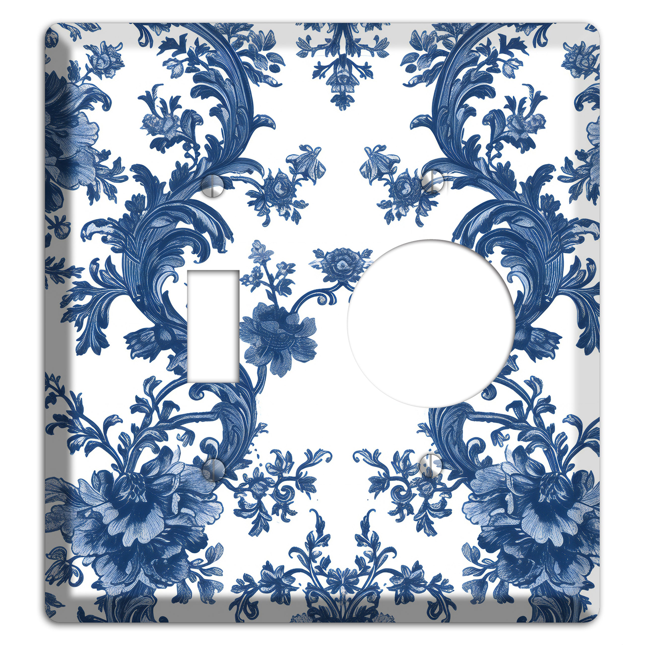 Cobalt Garden Damask Toggle / Receptacle Wallplate