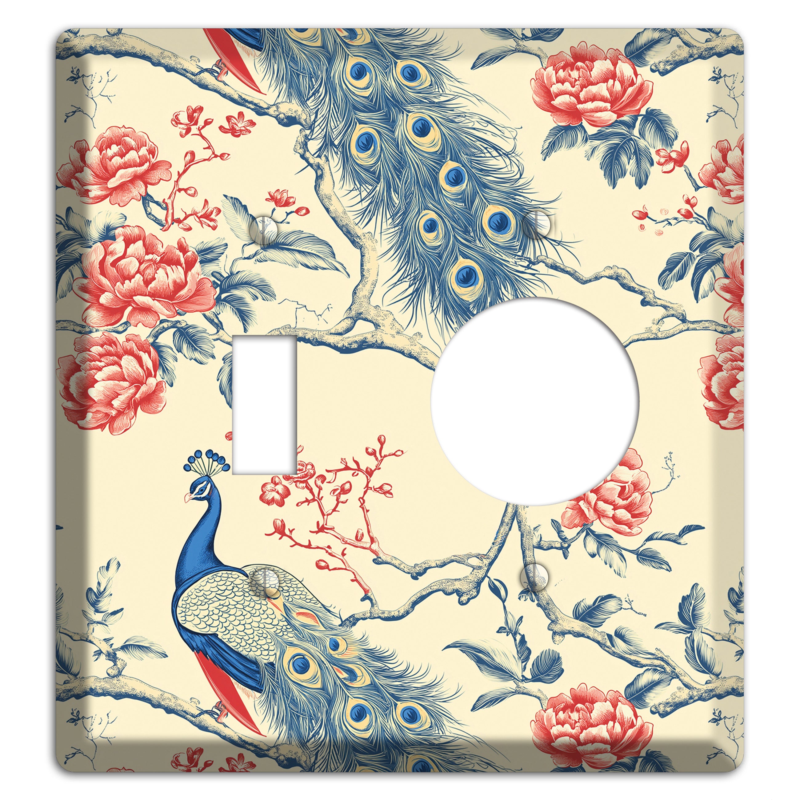 Peacock & Peony Toggle / Receptacle Wallplate