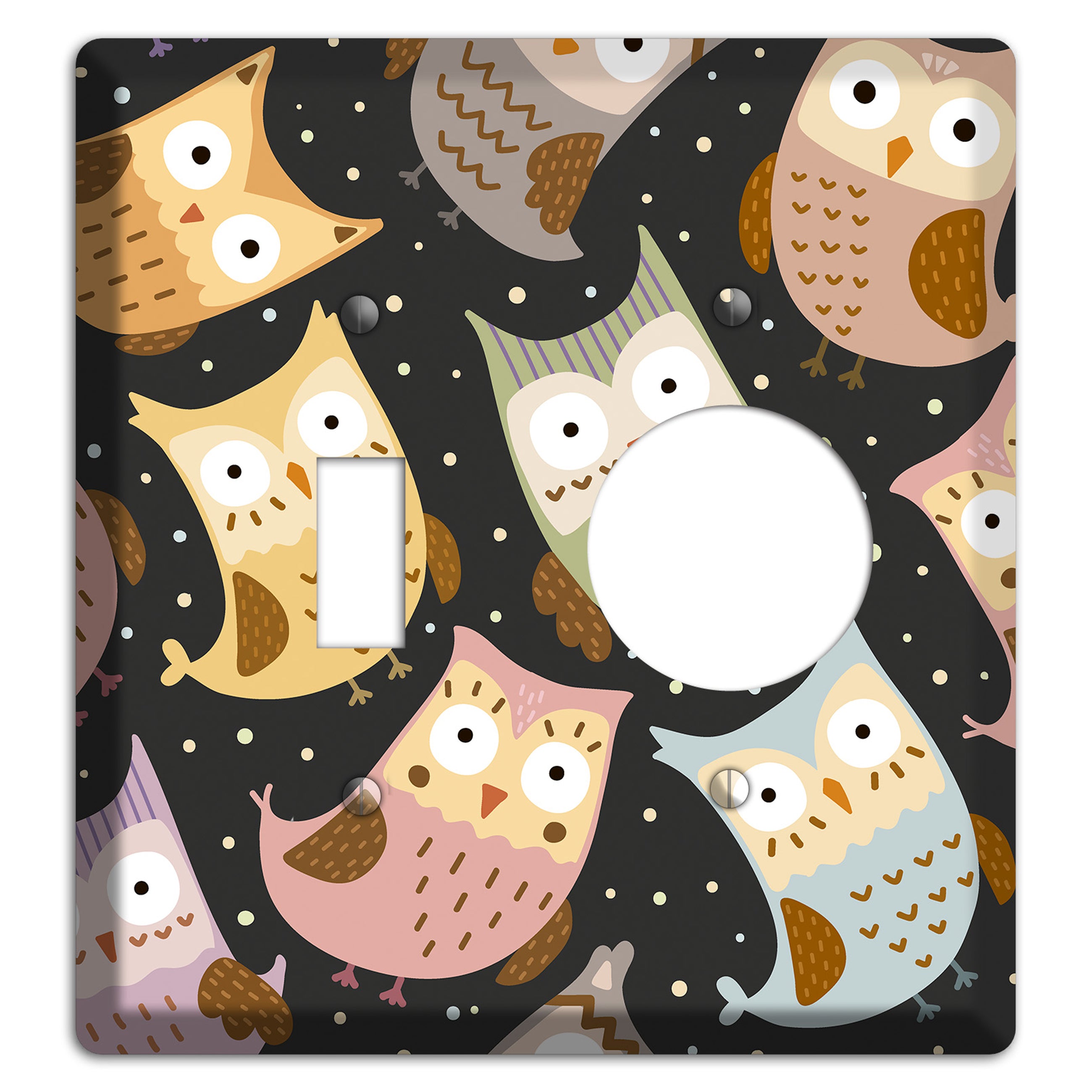 Sleepy Owls (Charcoal) Toggle / Receptacle Wallplate