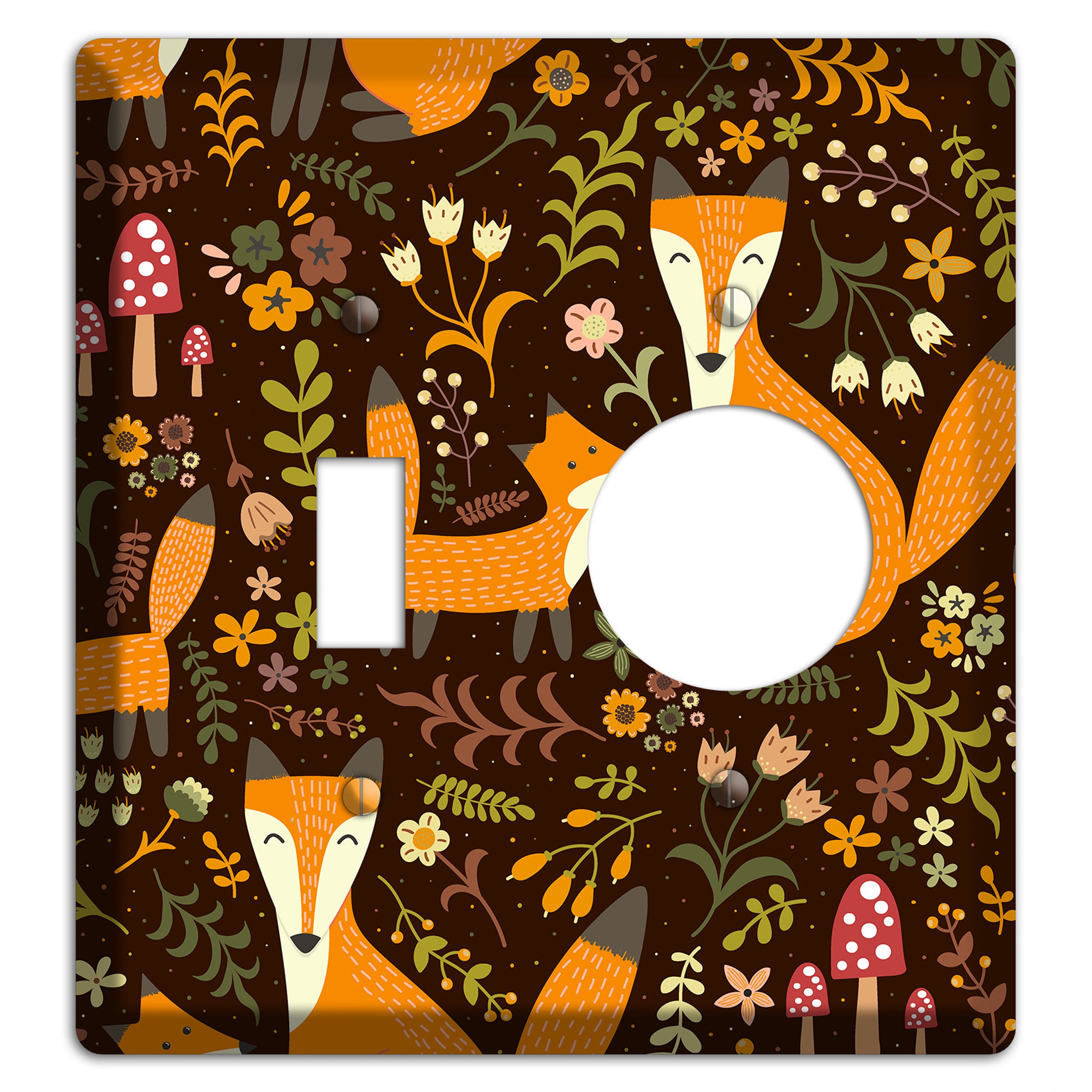 Fox Garden (Chocolate) Toggle / Receptacle Wallplate