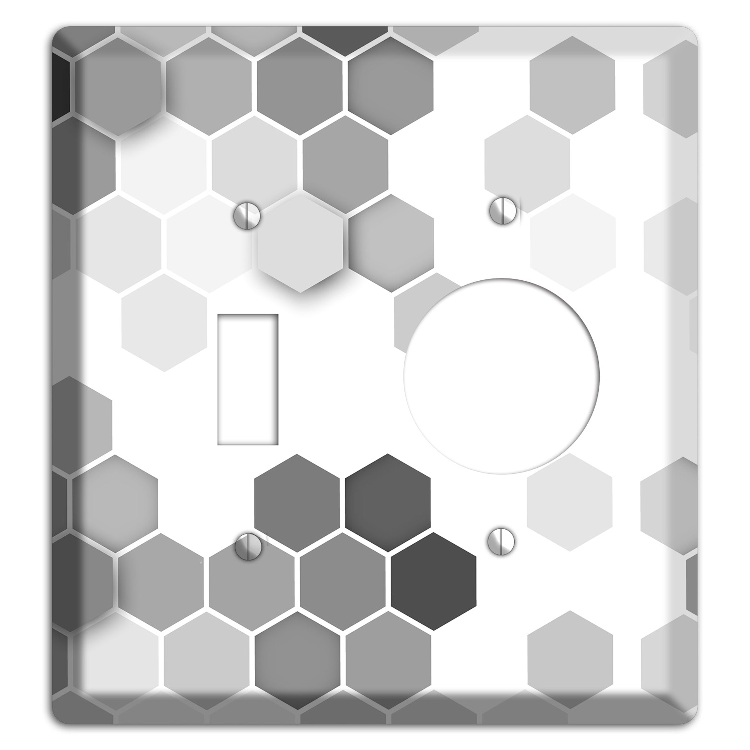 Monochrome Hexagon Tiling Toggle / Receptacle Wallplate