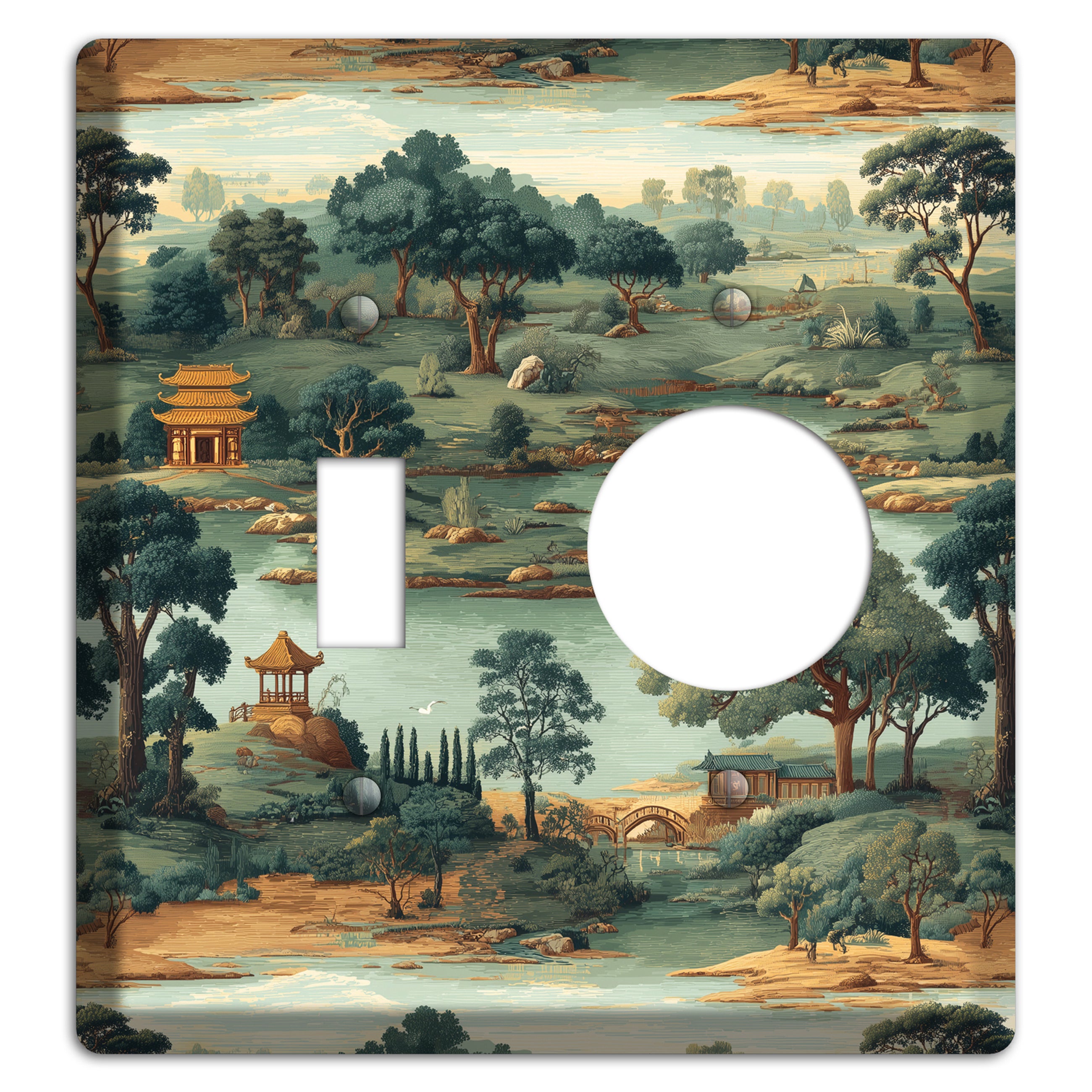 Pavilion and Stream Toggle / Receptacle Wallplate