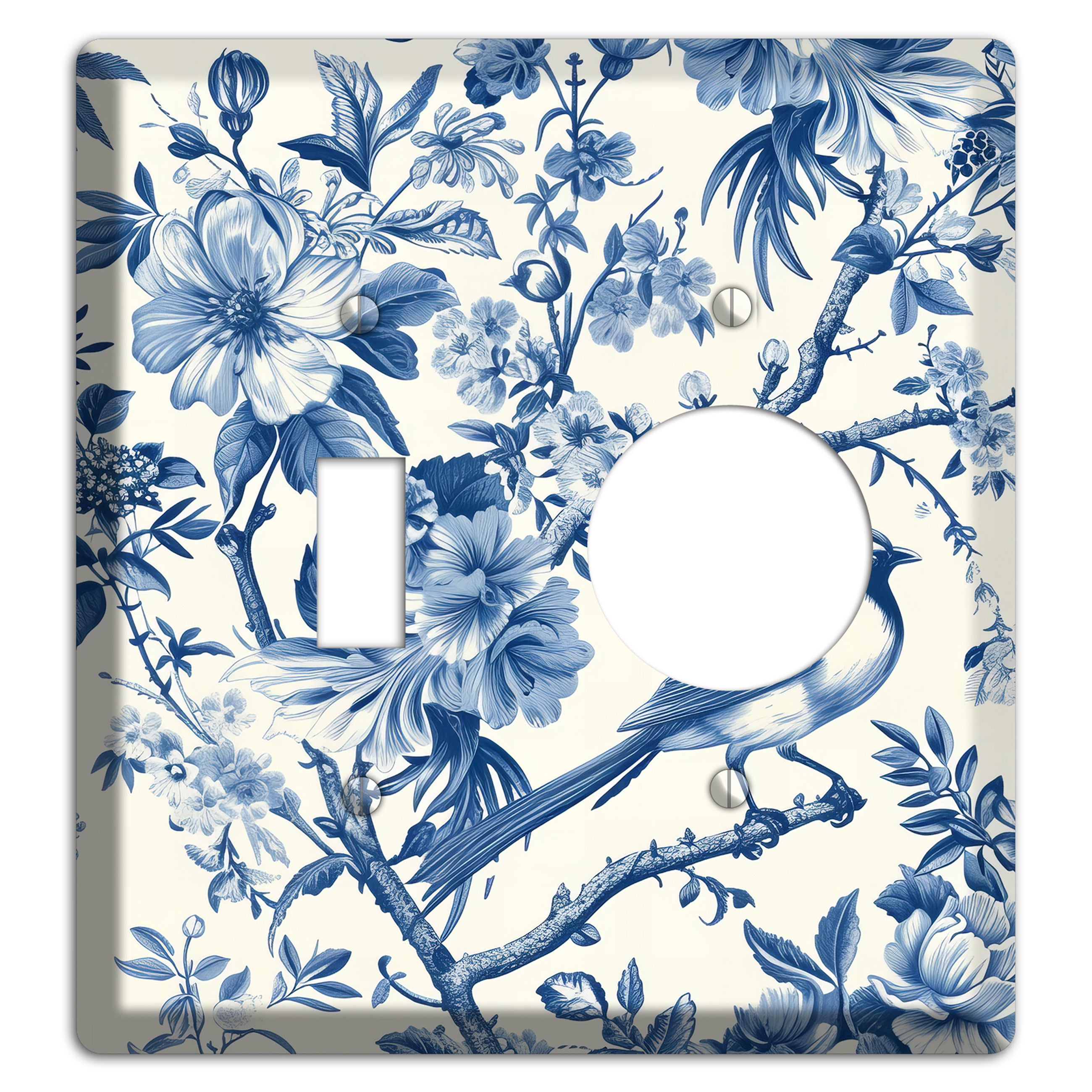 Garden Reverie Blue Toggle / Receptacle Wallplate