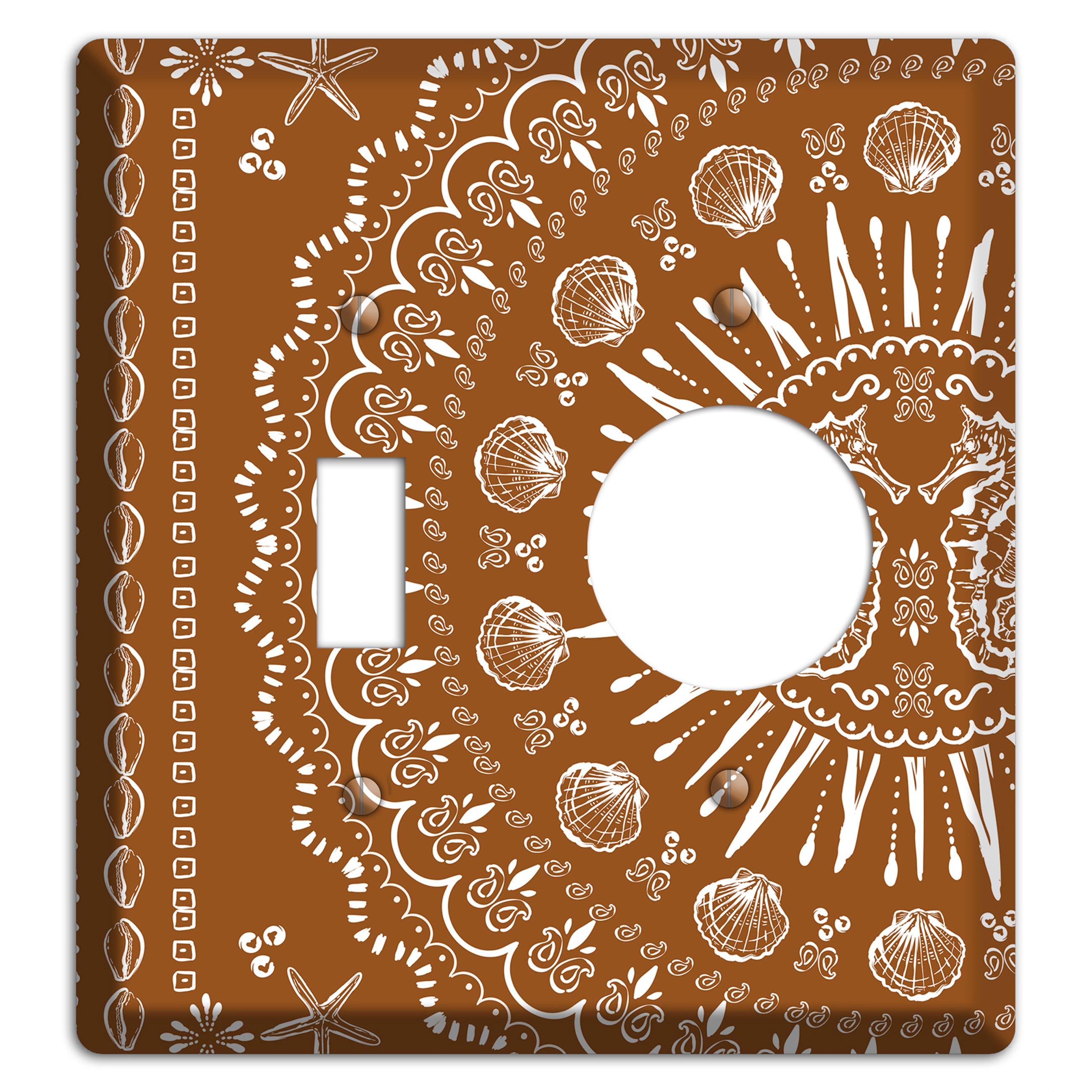 Russet Seahorse Mandala Toggle / Receptacle Wallplate