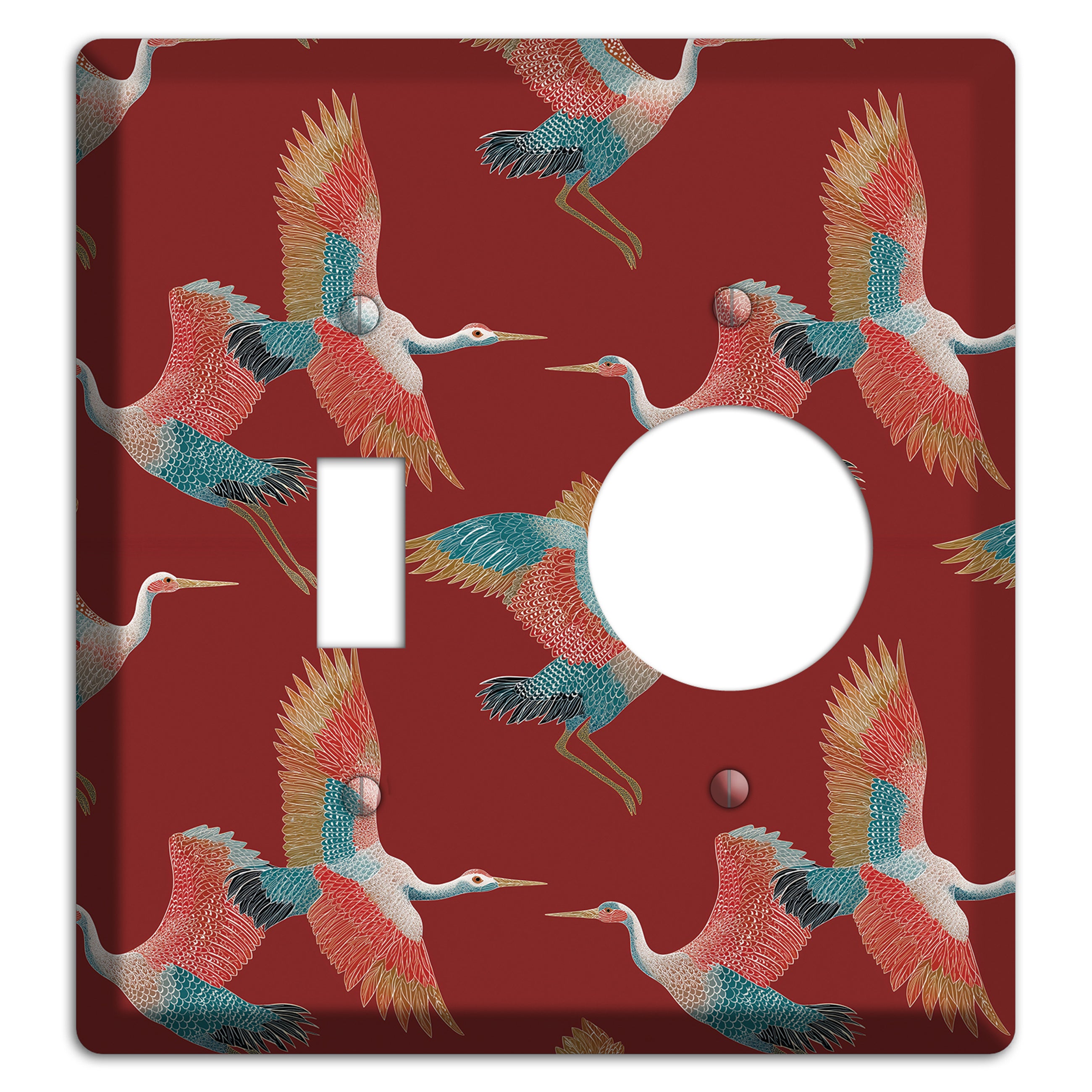 Crimson Heron Dance Toggle / Receptacle Wallplate