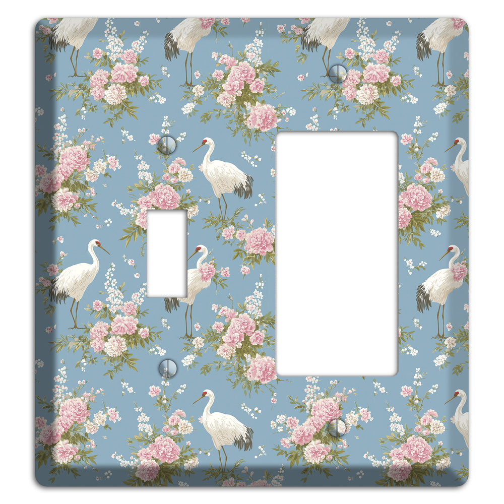 Dusty Blue Peony Flight Toggle / Rocker Wallplate