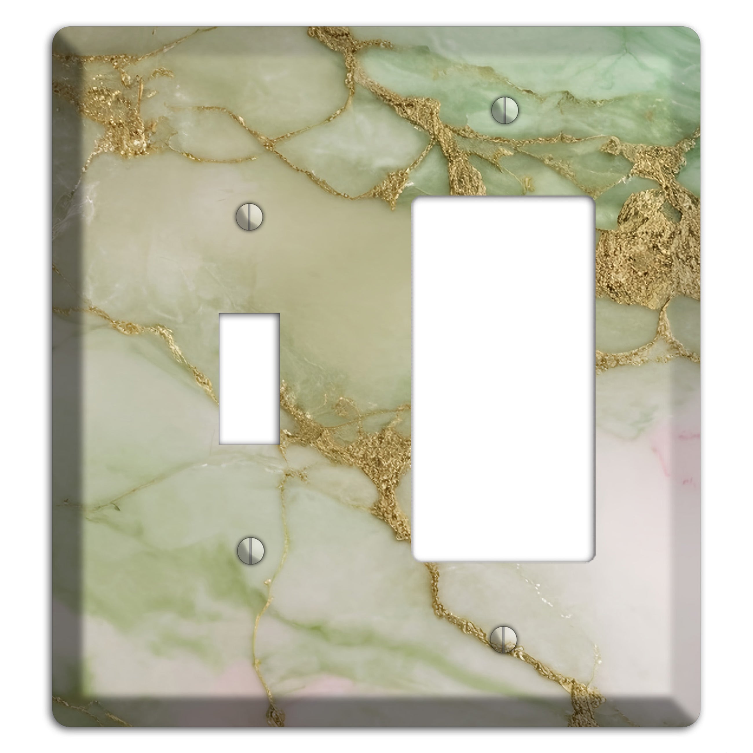 Swamp Green Marble Toggle / Rocker Wallplate