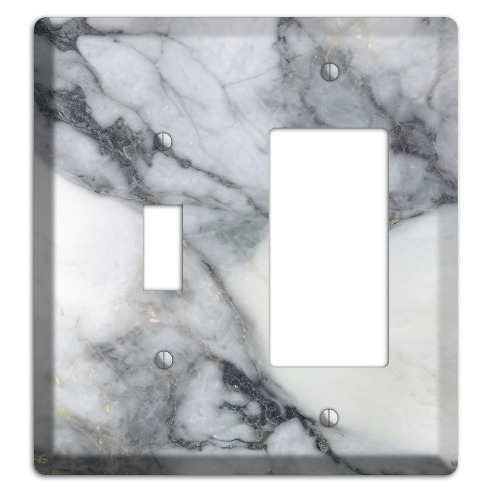 White and Grey Marble Toggle / Rocker Wallplate