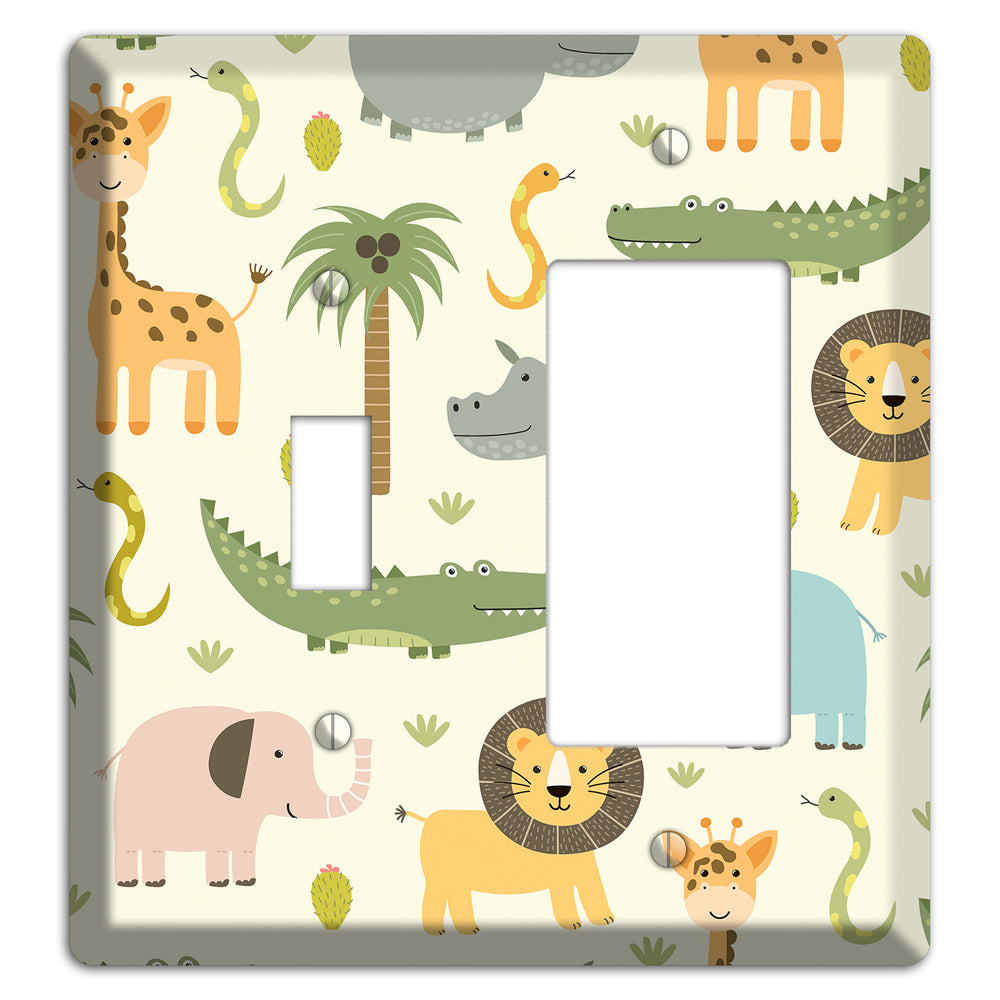 Jungle Friends (Cream) Toggle / Rocker Wallplate