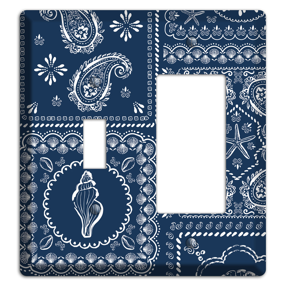 Navy Paisley Patchwork Toggle / Rocker Wallplate