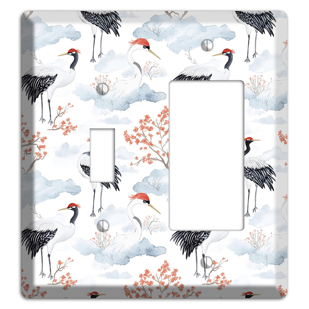 Crimson Crown Cranes Toggle / Rocker Wallplate