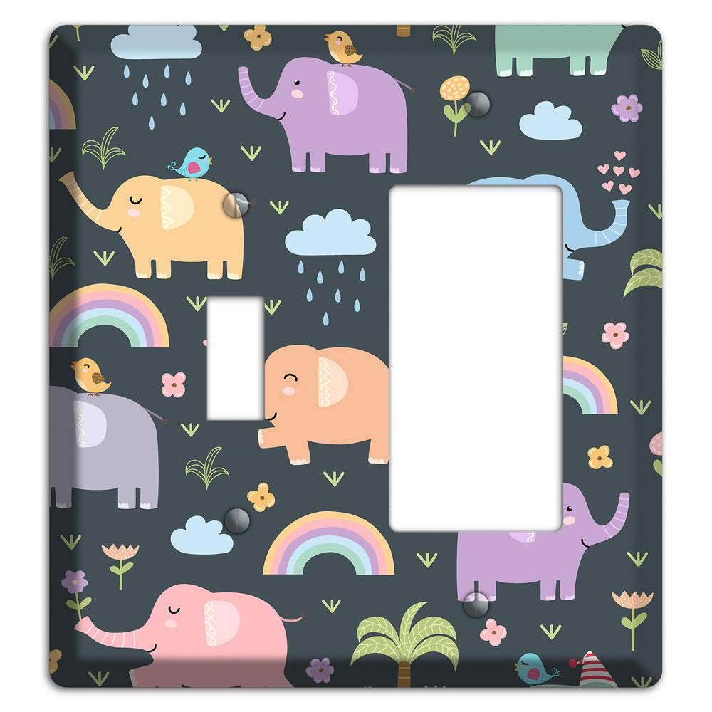 Elephant Parade (Charcoal) Toggle / Rocker Wallplate