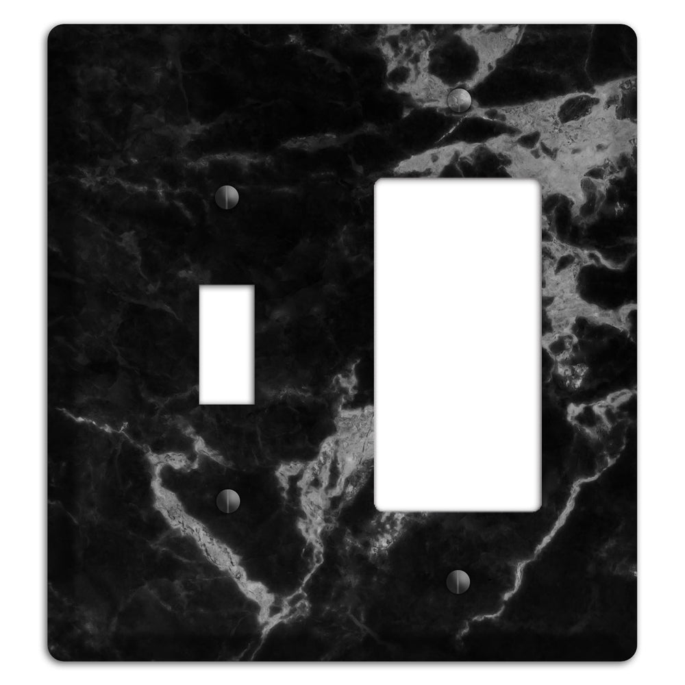 Black and Silver Marble Toggle / Rocker Wallplate