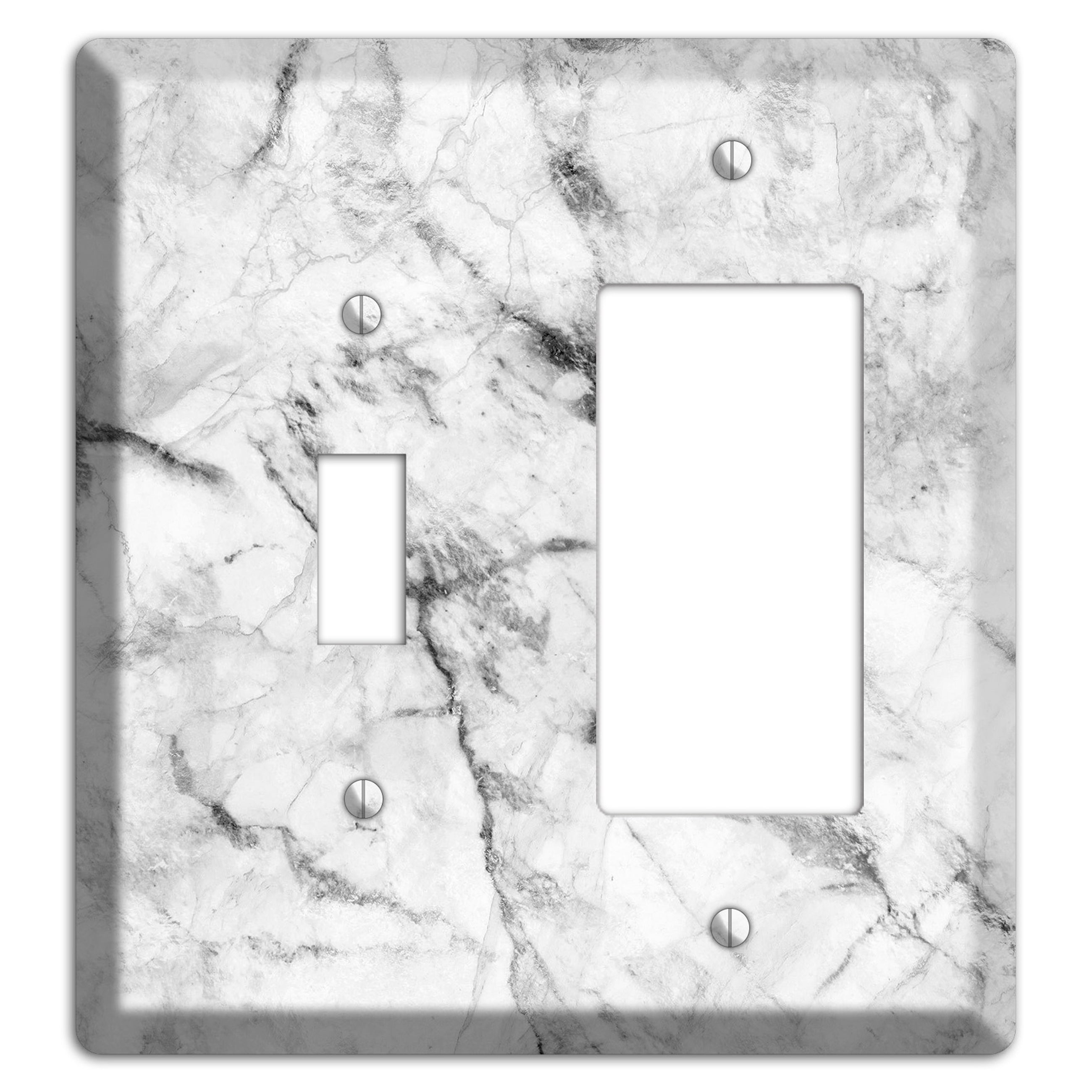 White and Gray Marble Toggle / Rocker Wallplate