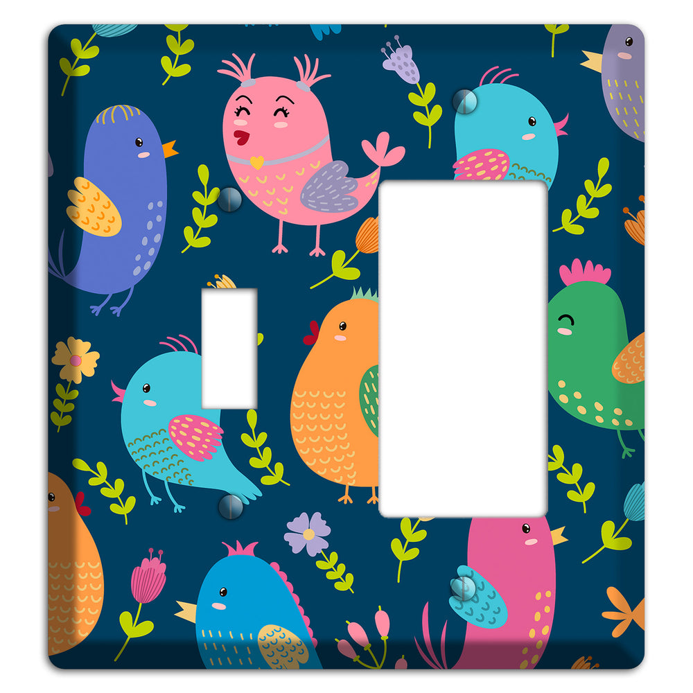 Jungle Chorus (Navy) Toggle / Rocker Wallplate