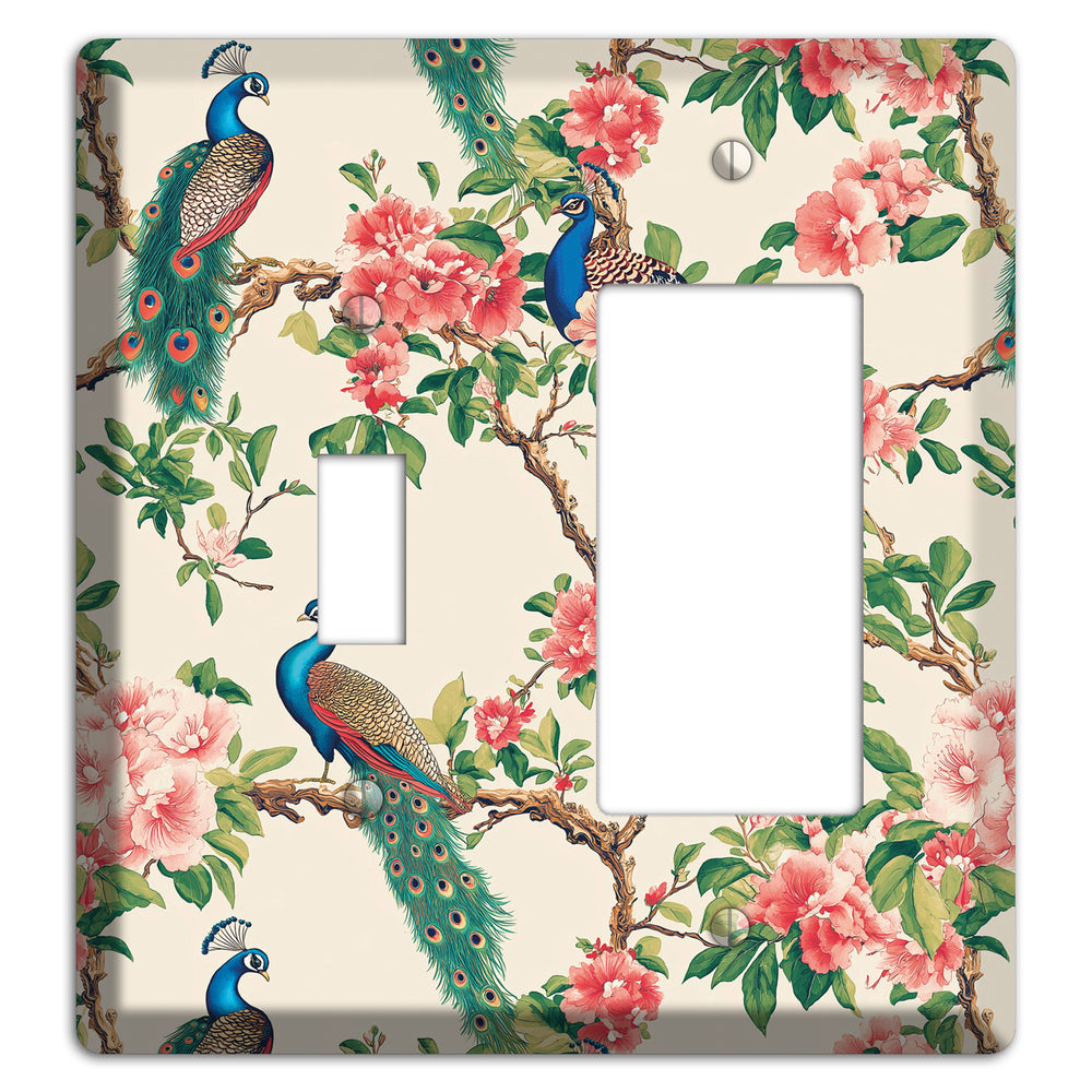 Peacock & Peony Court Toggle / Rocker Wallplate