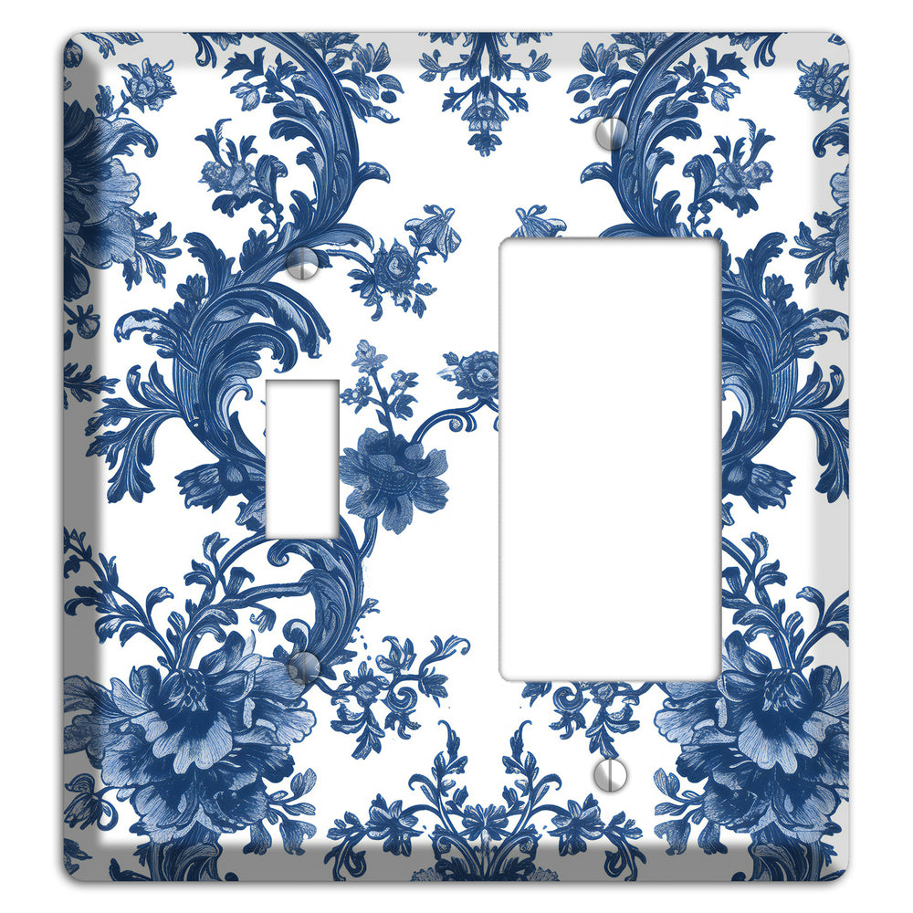 Cobalt Garden Damask Toggle / Rocker Wallplate