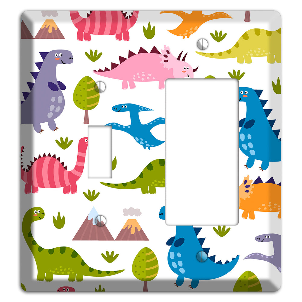 Dino Friends (Bright) Toggle / Rocker Wallplate