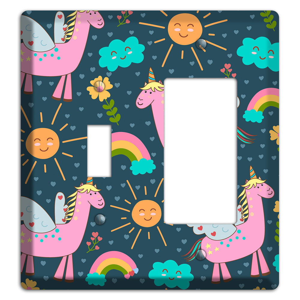 Magic Meadow (Navy) Toggle / Rocker Wallplate