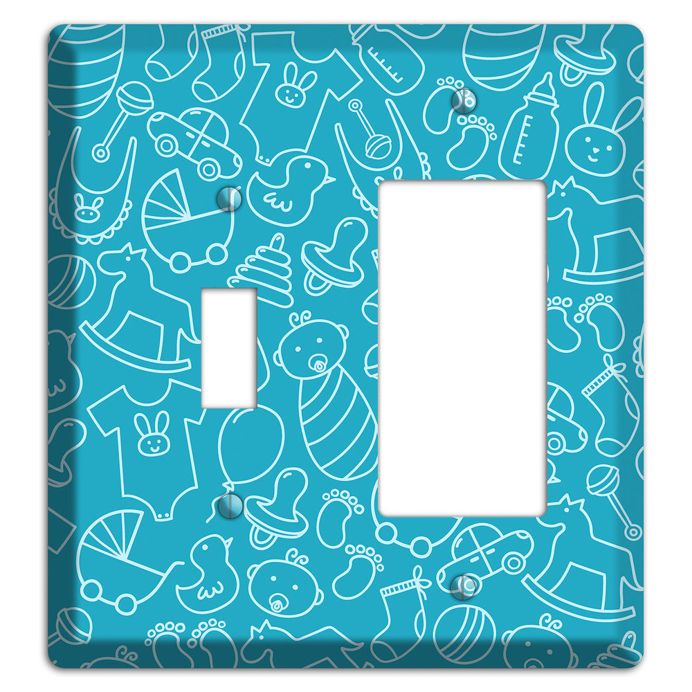 Line Art Baby Blue Toggle / Rocker Wallplate