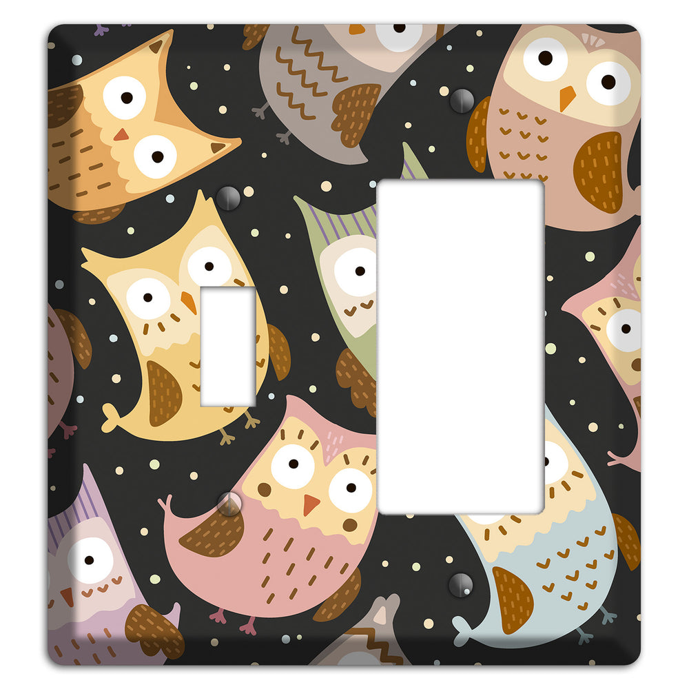 Sleepy Owls (Charcoal) Toggle / Rocker Wallplate