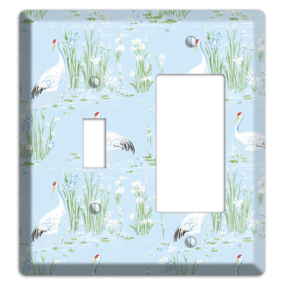 Azure Crane Sanctuary Toggle / Rocker Wallplate