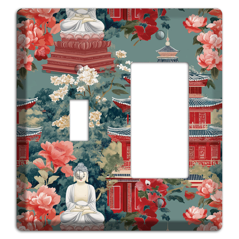 Lotus Temple Garden Toggle / Rocker Wallplate