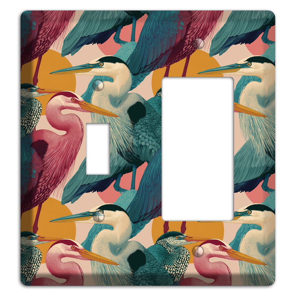 Teal Heron Mosaic Toggle / Rocker Wallplate