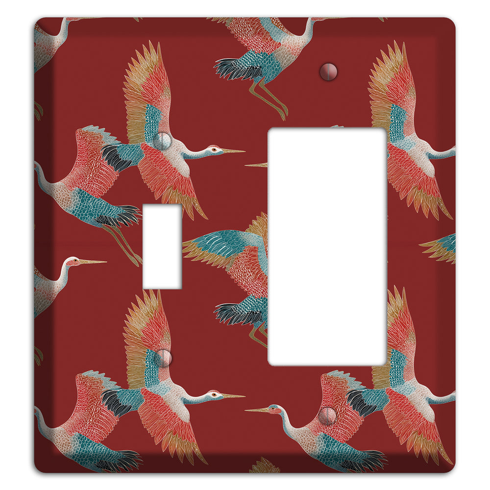 Crimson Heron Dance Toggle / Rocker Wallplate