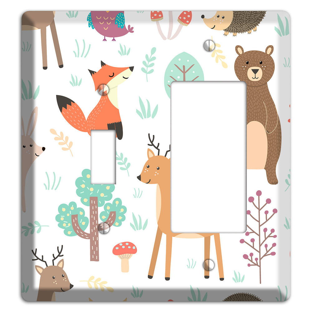 Woodland Friends (White) Toggle / Rocker Wallplate