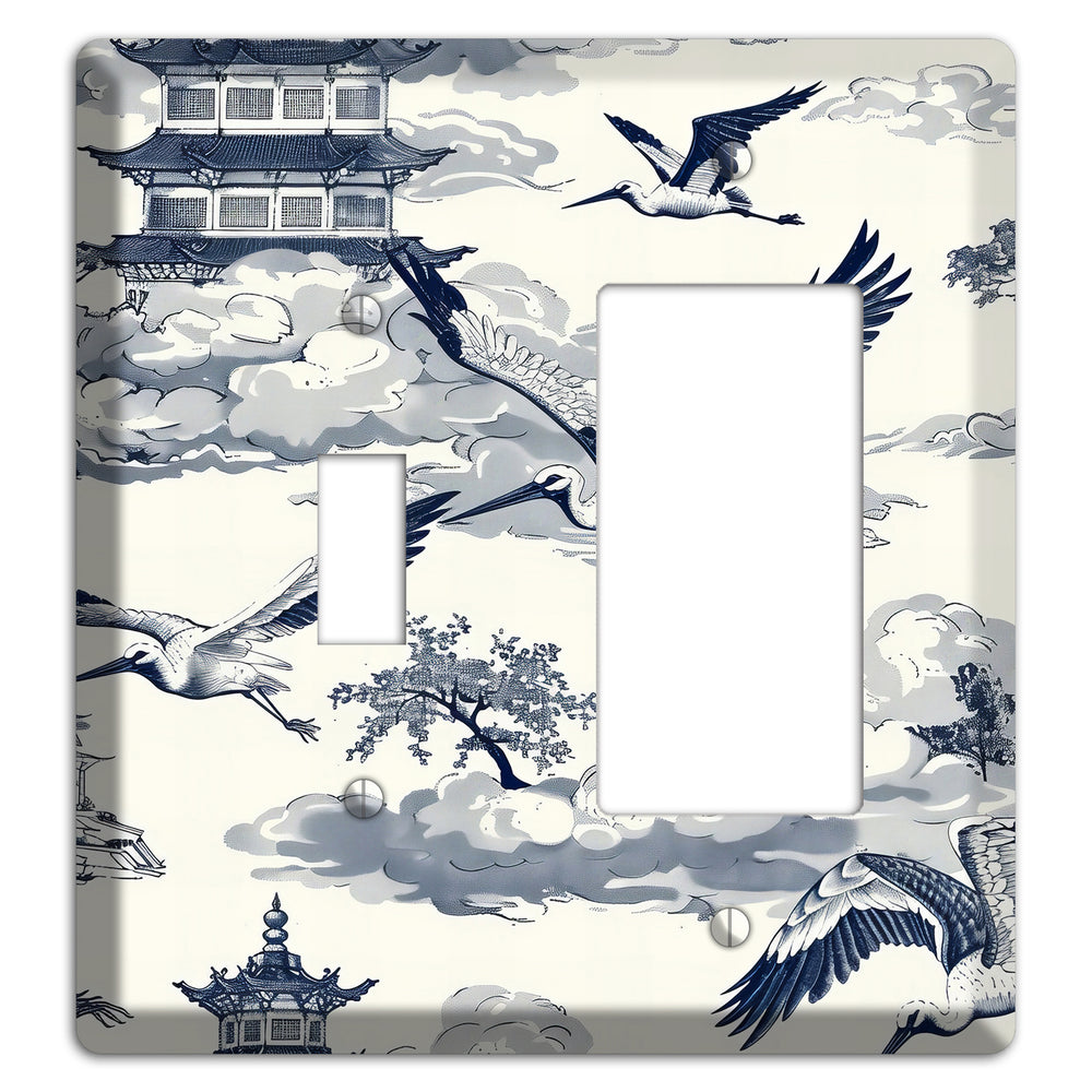 Crane Sky Toile Toggle / Rocker Wallplate