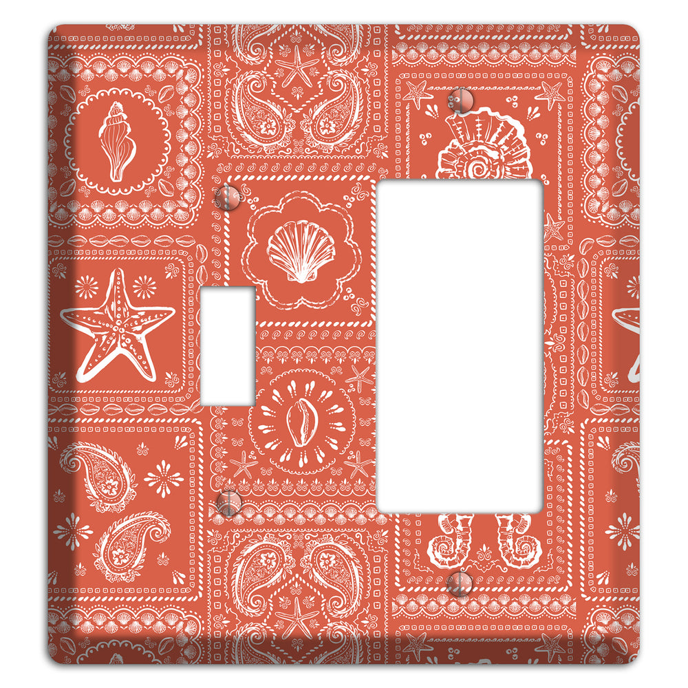 Terracotta Shell Patchwork Toggle / Rocker Wallplate