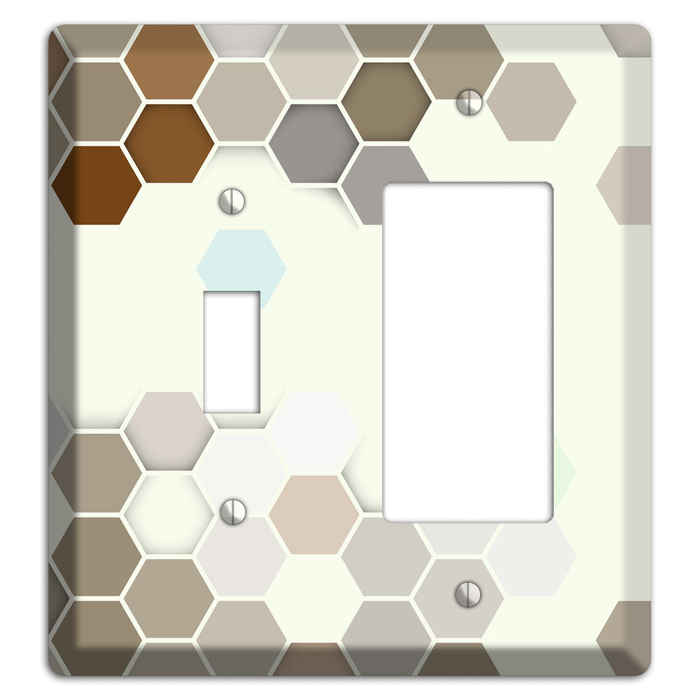 Earth-Toned Honeycomb Mosaic Toggle / Rocker Wallplate