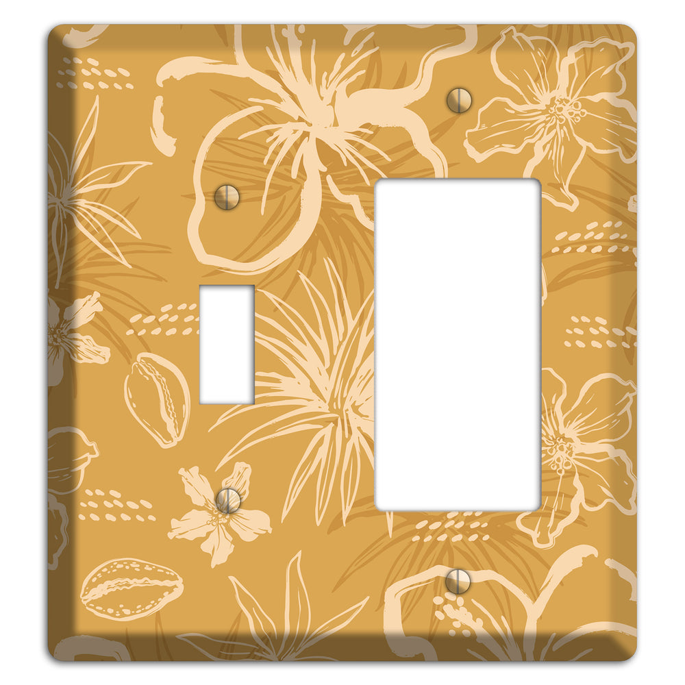 Golden Hibiscus Drift Toggle / Rocker Wallplate