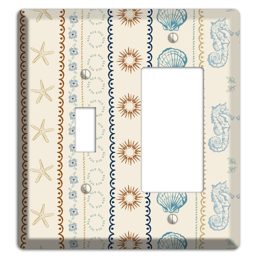 Ivory Seahorse Stripe Toggle / Rocker Wallplate