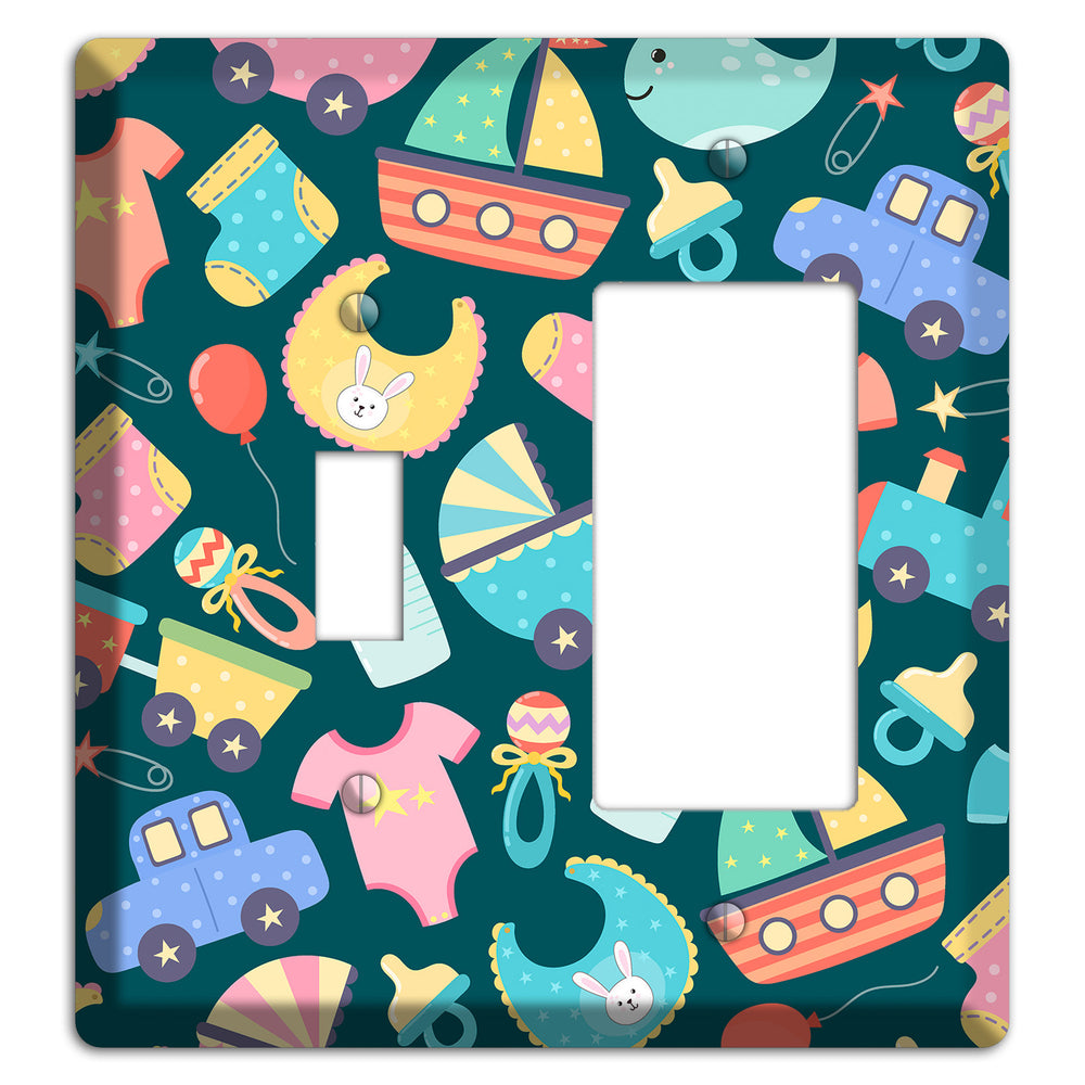 Baby Parade (Teal) Toggle / Rocker Wallplate
